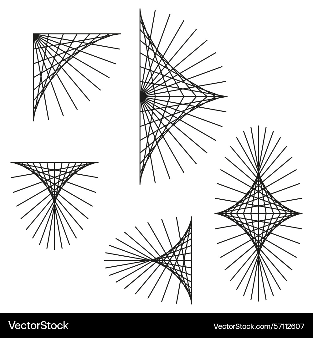 Geometric line elements thin radial pattern Geometric line elements thin radial pattern vector image