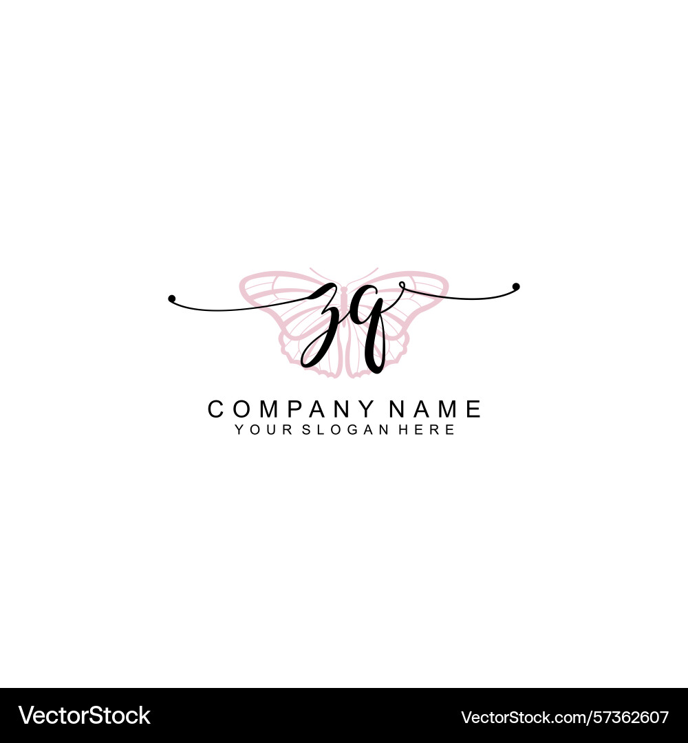 Minimalist handwritten zq initial logos with soft Vector Image