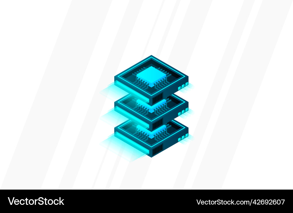 Quantum computer large data processing server Quantum computer large data processing server vector image