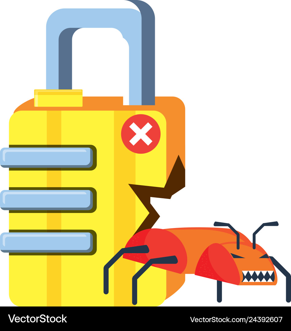Safe secure padlock with virus attack Vector Image