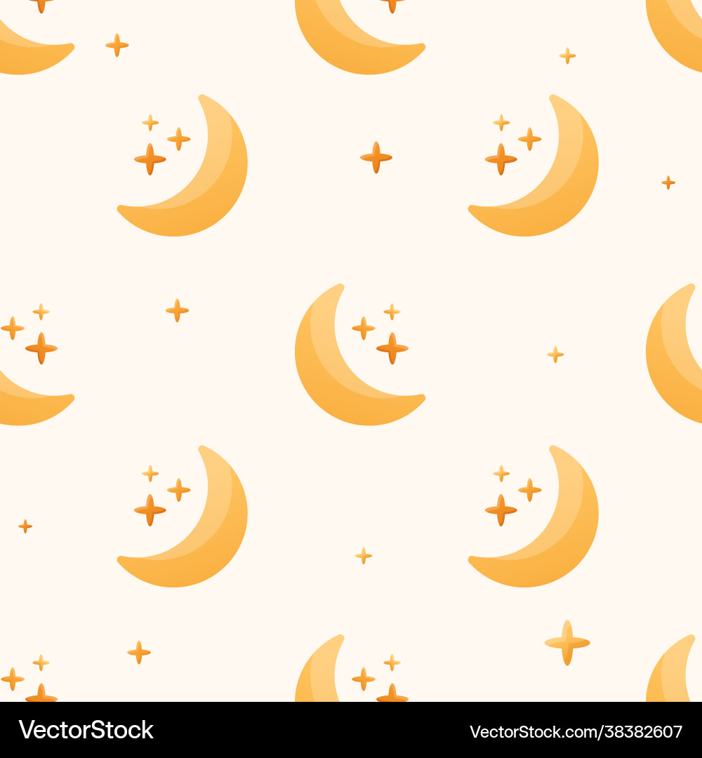 Seamless flat pattern simple crescent or moon Seamless flat pattern simple crescent or moon vector image
