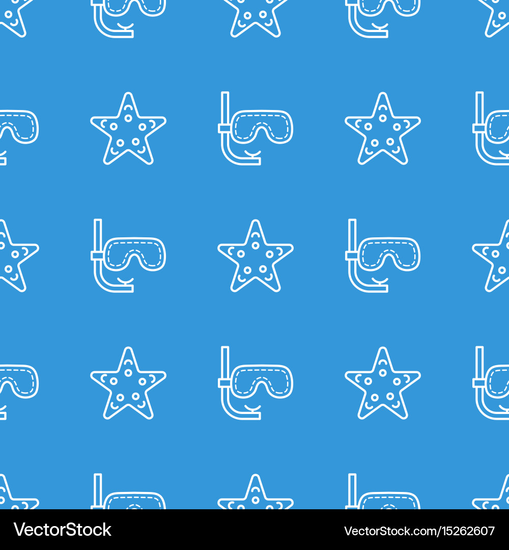 Seamless pattern with mask and starfish vector image