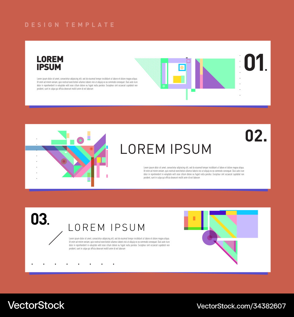 Set abstract banner web design template retro Vector Image
