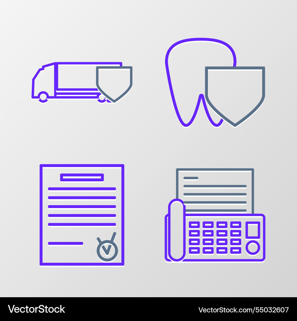 Set line fax machine confirmed document and check vector image