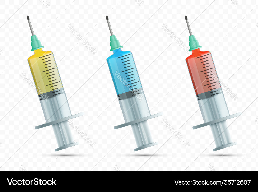 Set medical syringes with vaccines Set medical syringes with vaccines vector image