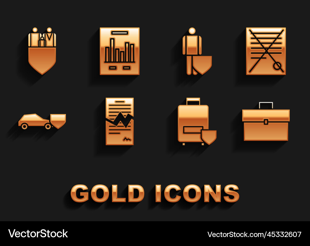 Set torn contract delete file document briefcase Set torn contract delete file document briefcase vector image