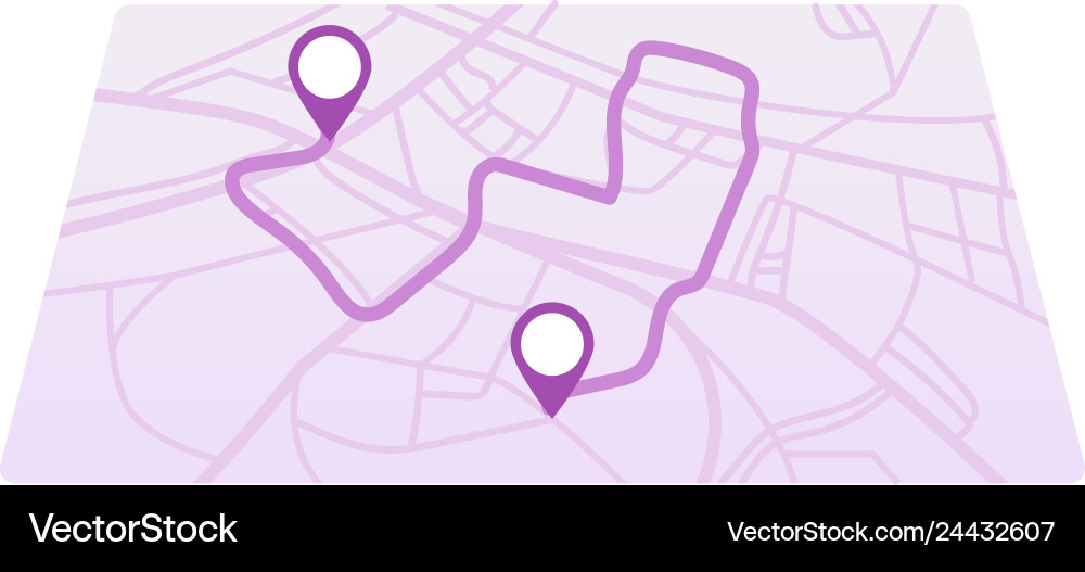 Simple gps icon and route on city map with path Simple gps icon and route on city map with path vector image