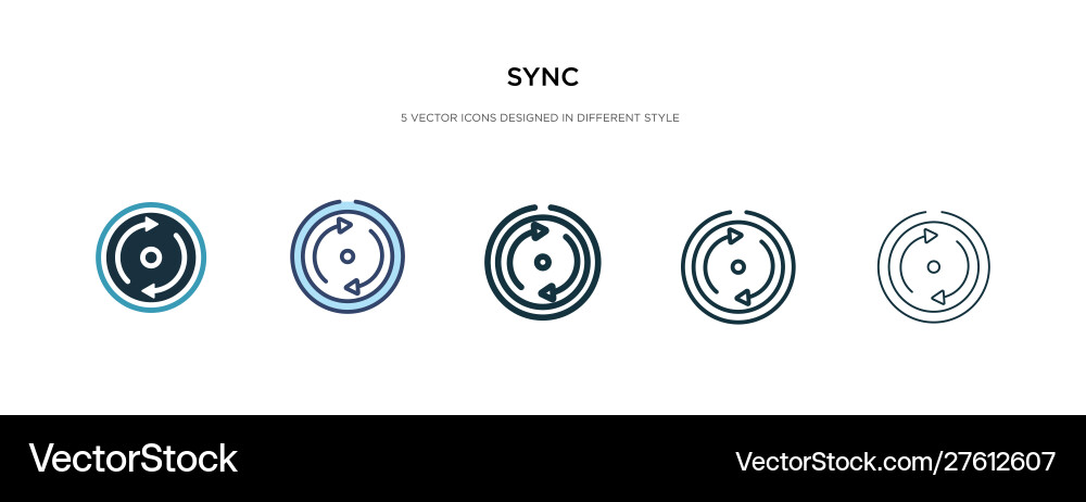 Sync icon in different style two colored Sync icon in different style two colored vector image