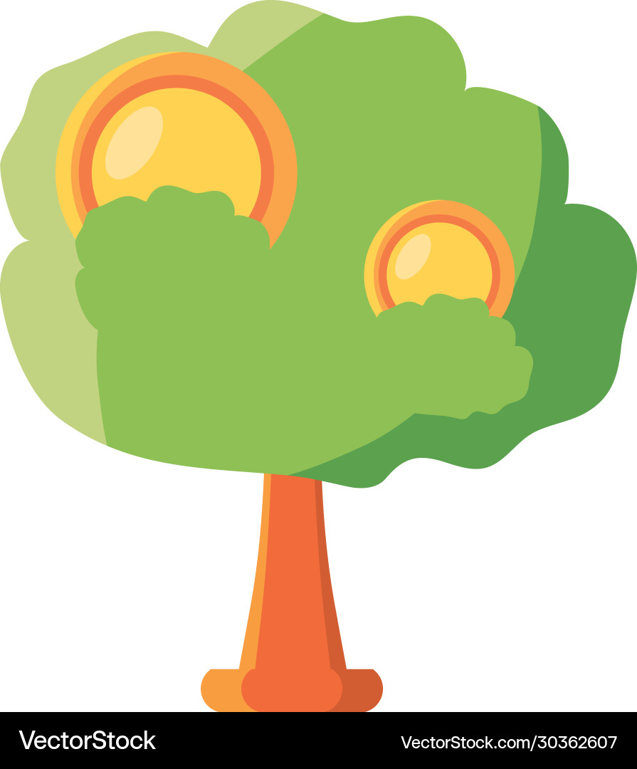 Tree with coins on white background vector image