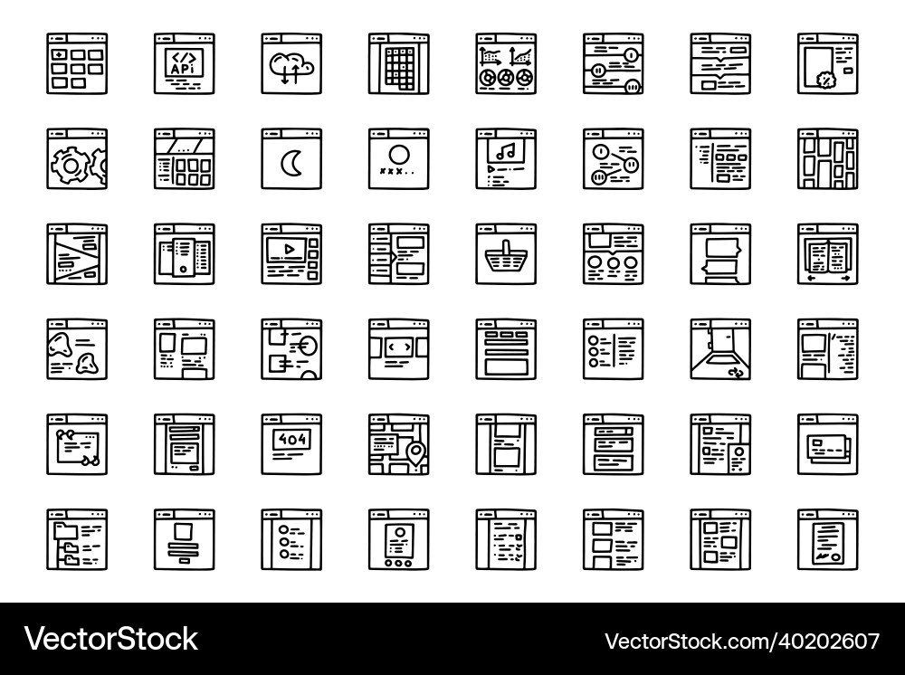 Web design line doodle simple icon set Web design line doodle simple icon set Vector Image