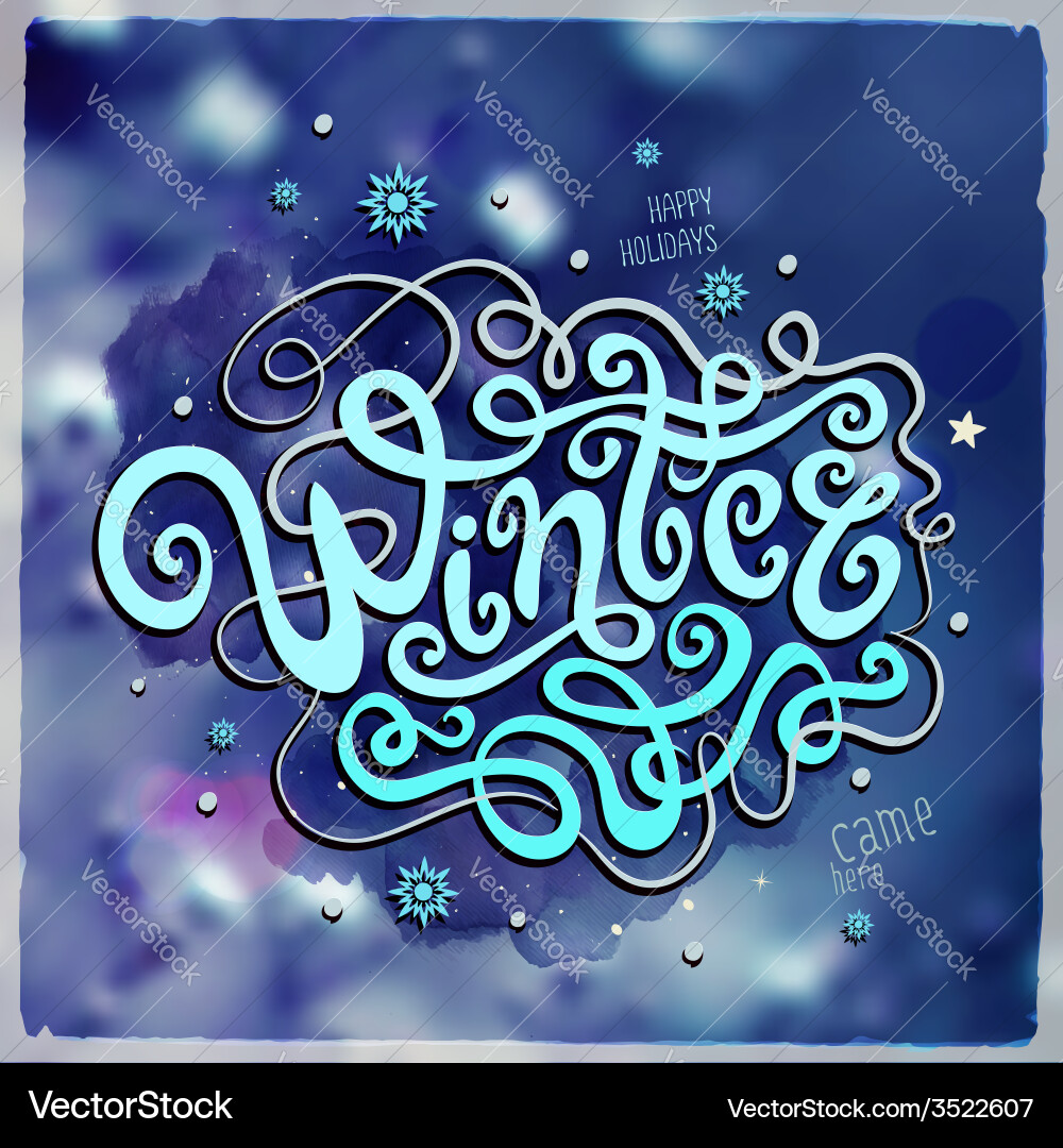 Winter hand lettering Royalty Free Vector Image