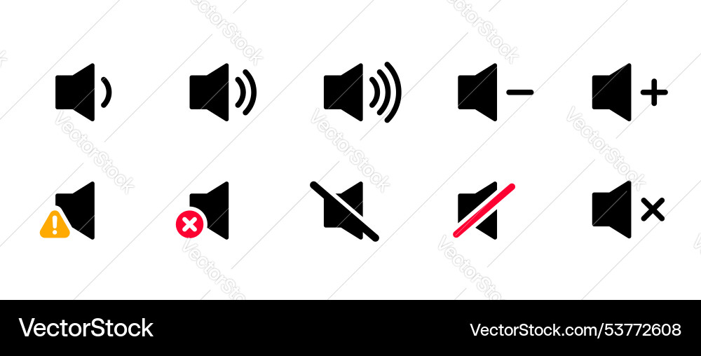 A set of volume control icons in flat design style A set of volume control icons in flat design style vector image