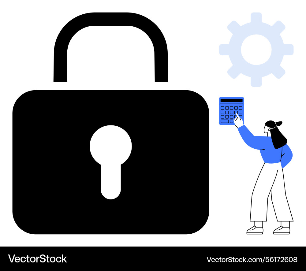 Access control concept with person entering code Vector Image