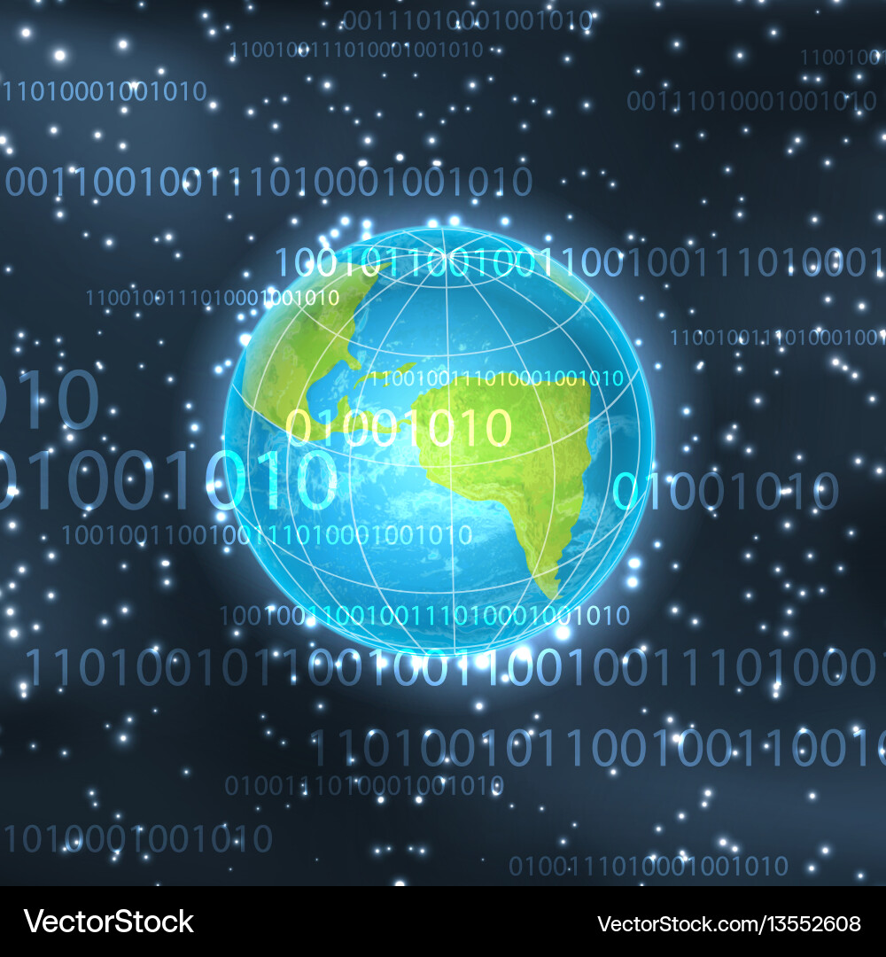 Binary background with planet Binary background with planet vector image