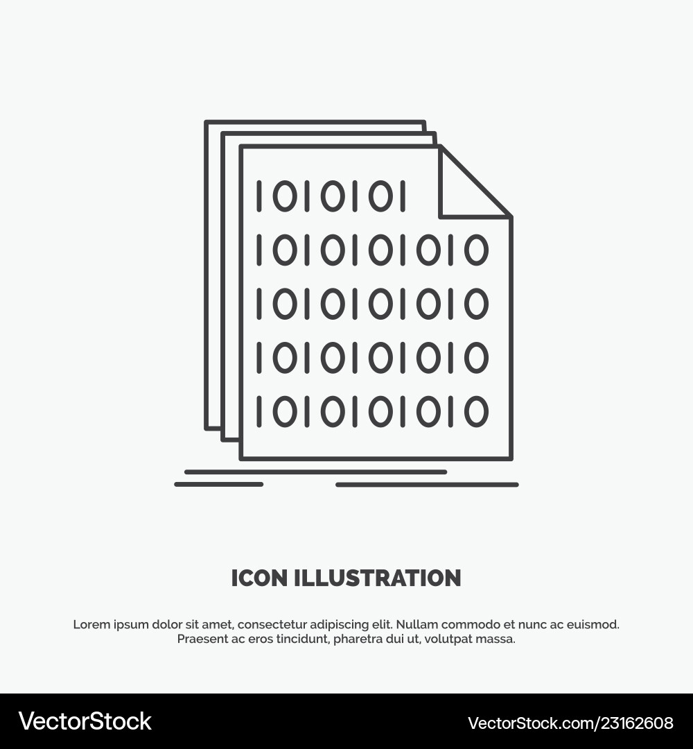 Binärcode-Kodierungsdaten Dokument-Iconzeile grau Binärcode-Kodierungsdaten Dokument-Iconzeile grau Vektorbild