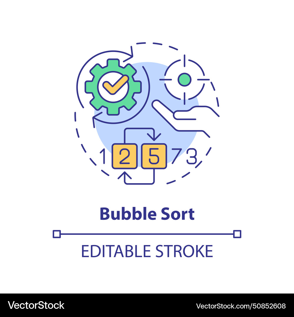 Bubble sort method multi color concept icon Vector Image