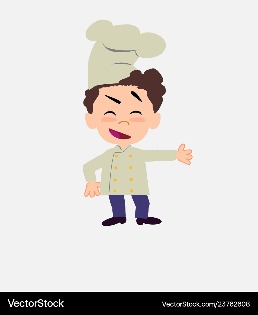 Chef showing something in an optimistic Chef showing something in an optimistic vector image