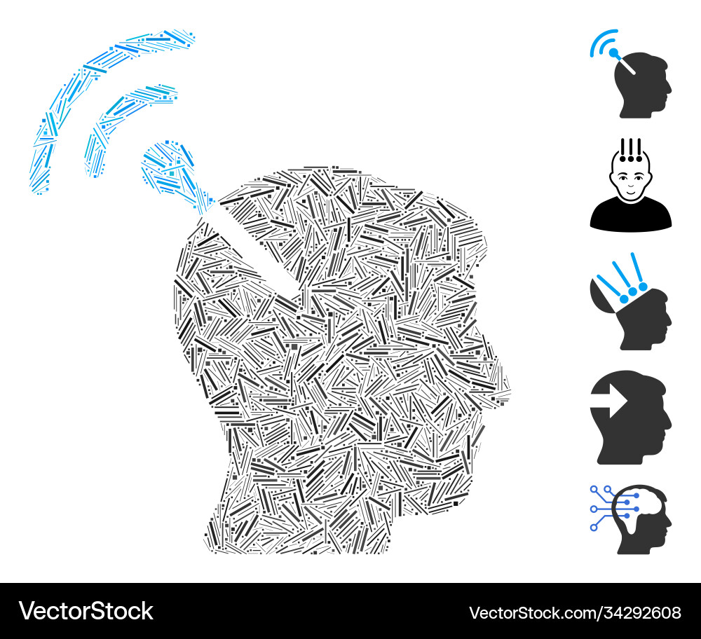 Dash collage radio neural interface icon Dash collage radio neural interface icon vector image