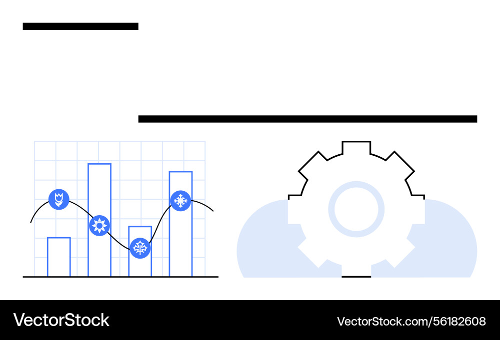 Data analytics chart with gear symbolizing Data analytics chart with gear symbolizing vector image
