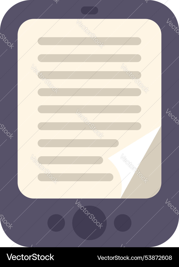 E reader showing book with page curl on screen E reader showing book with page curl on screen vector image