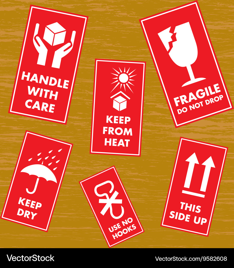 Fragile Handling Stickers vector image