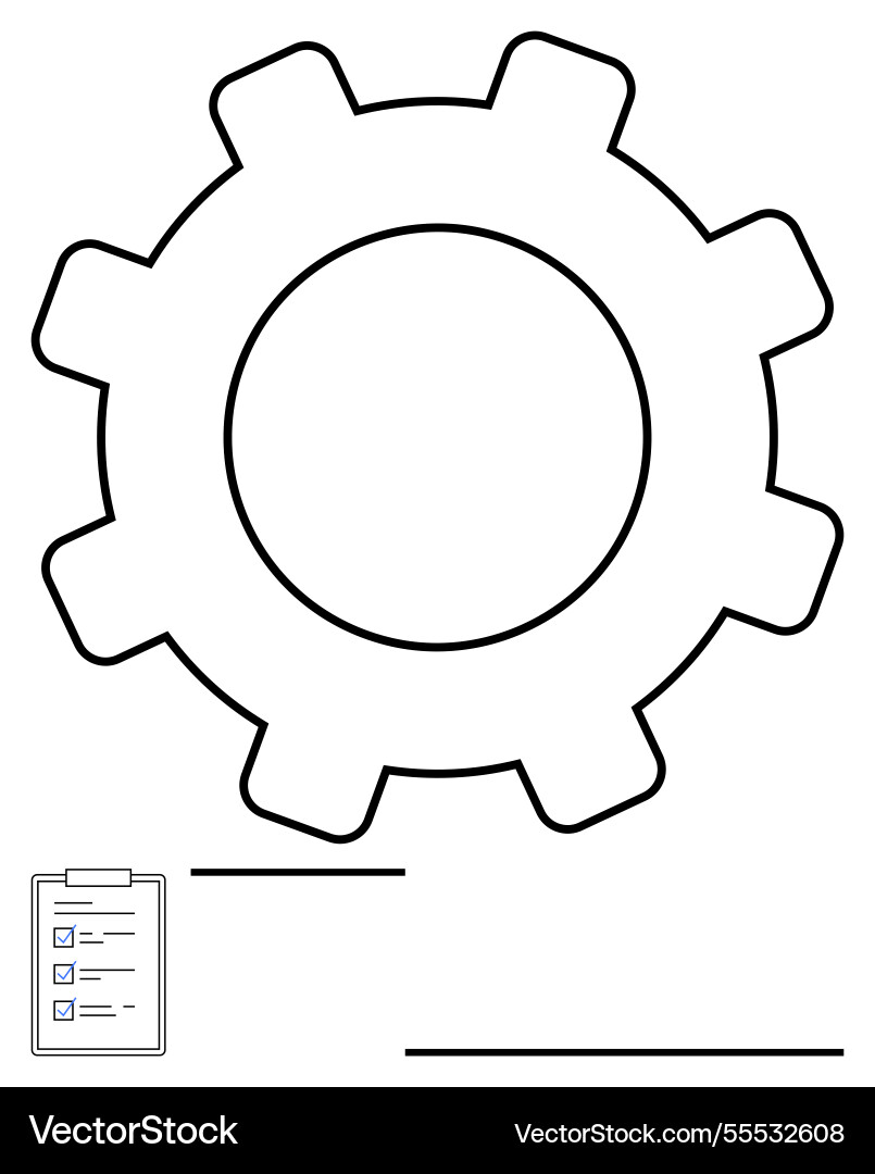 Gear and checklist representing task management Gear and checklist representing task management vector image