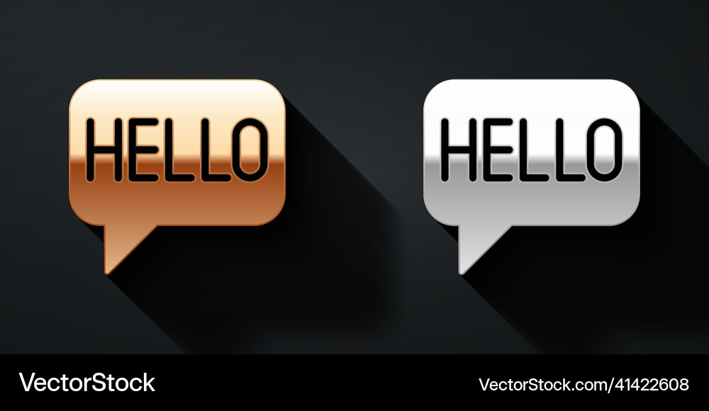 Gold and silver hello in different languages icon Gold and silver hello in different languages icon vector image
