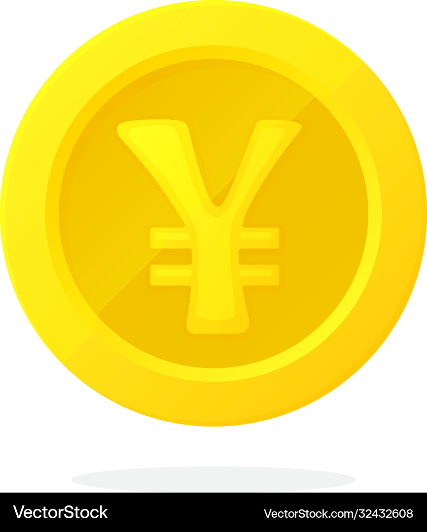 Gold coin japanese yen or chinese yuan in flat Gold coin japanese yen or chinese yuan in flat Vector Image