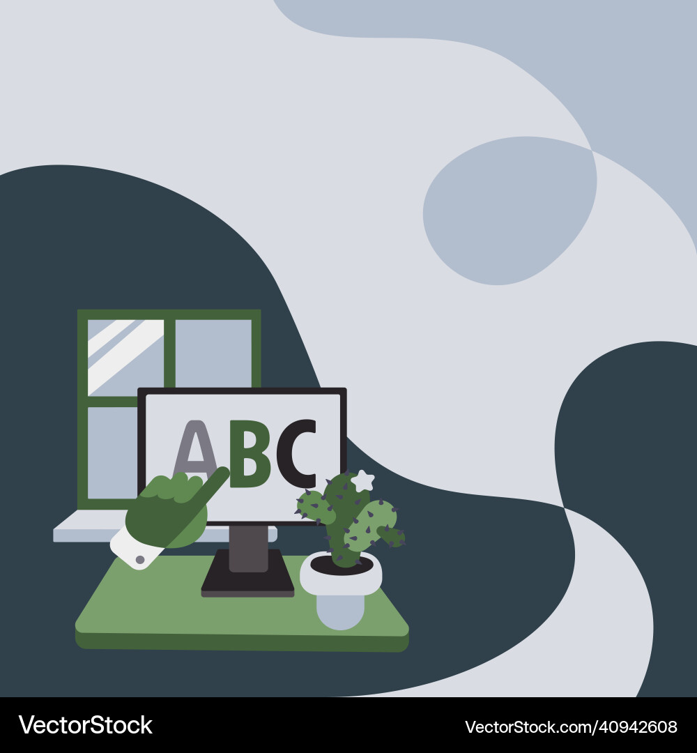 Hand showing letters pointing web browser screen Hand showing letters pointing web browser screen vector image