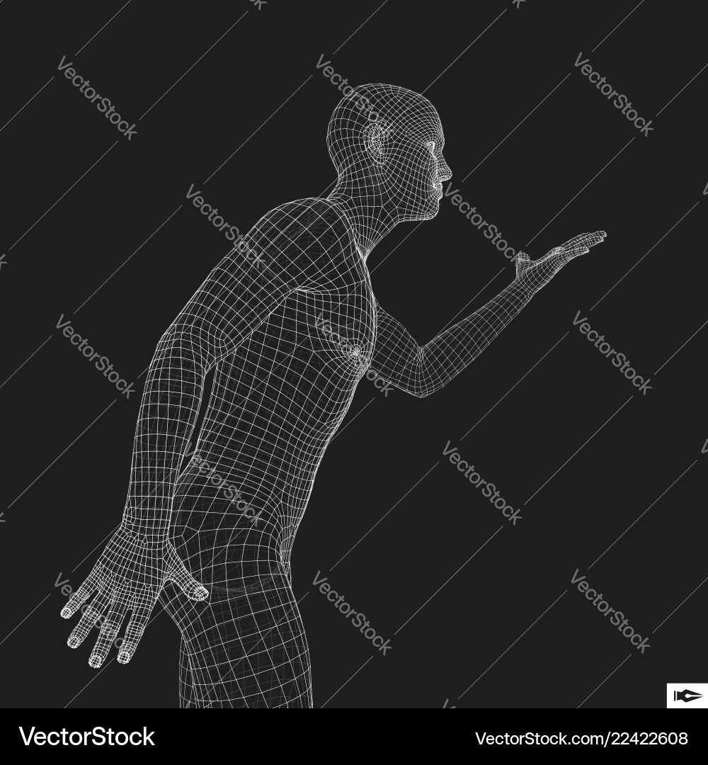 Man points to something by hand 3d model of Man points to something by hand 3d model of vector image
