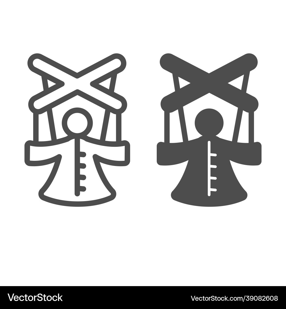 Marionette puppet on strings dummy line Marionette puppet on strings dummy line vector image