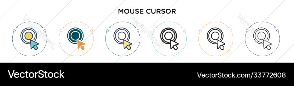 Mouse cursor icon in filled thin line outline vector image