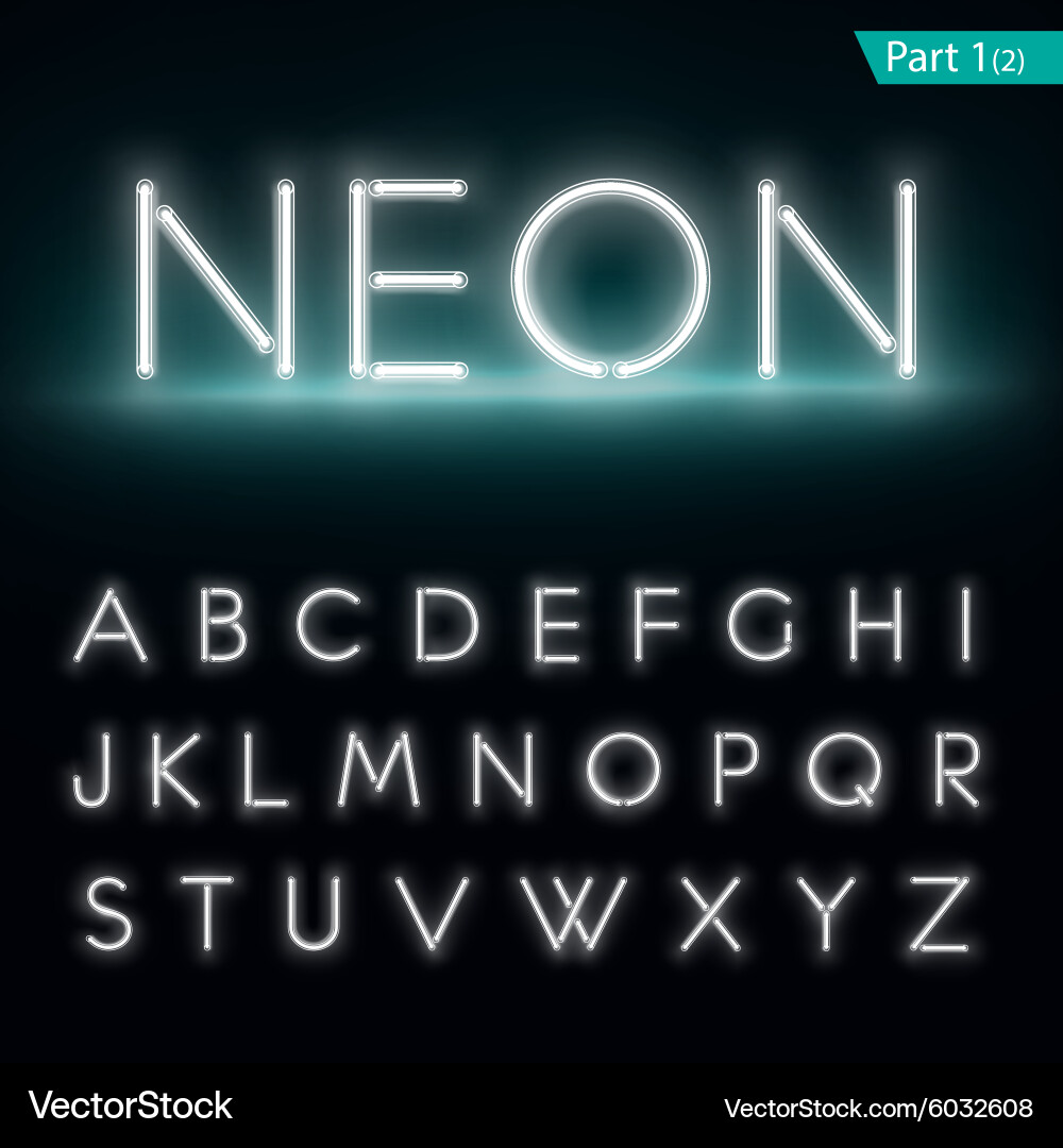 Neon Alphabet Font - Glowing Letter Style Vector Image