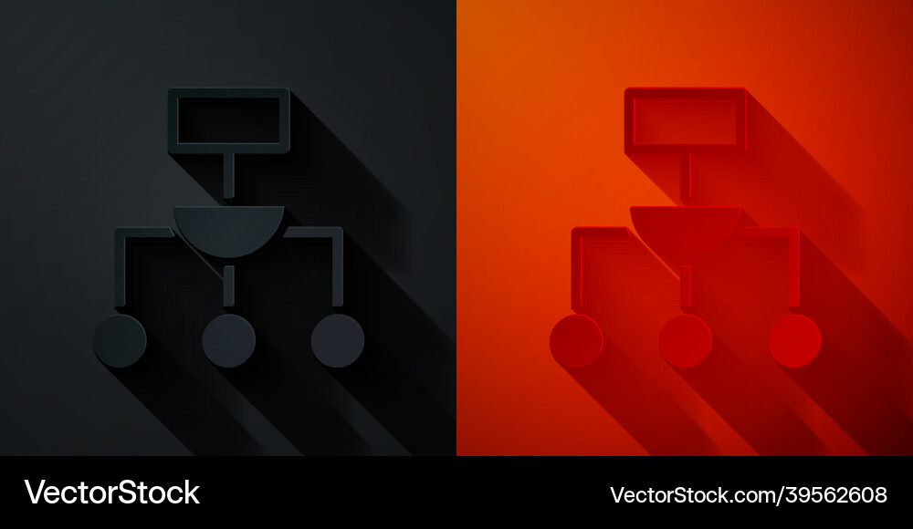 Paper cut algorithm icon isolated on black and red Paper cut algorithm icon isolated on black and red Vector Image