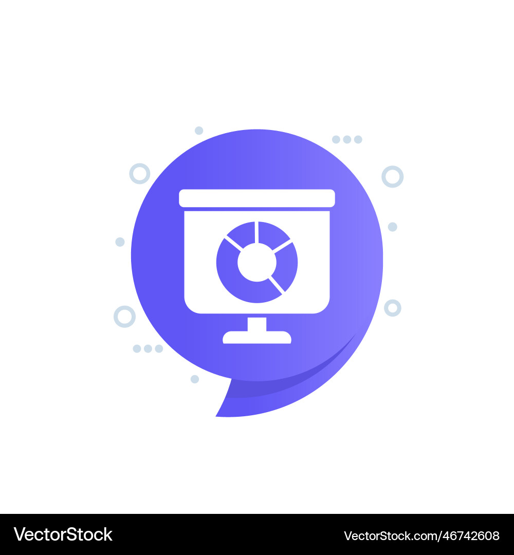 Presentation with a pie chart icon vector image