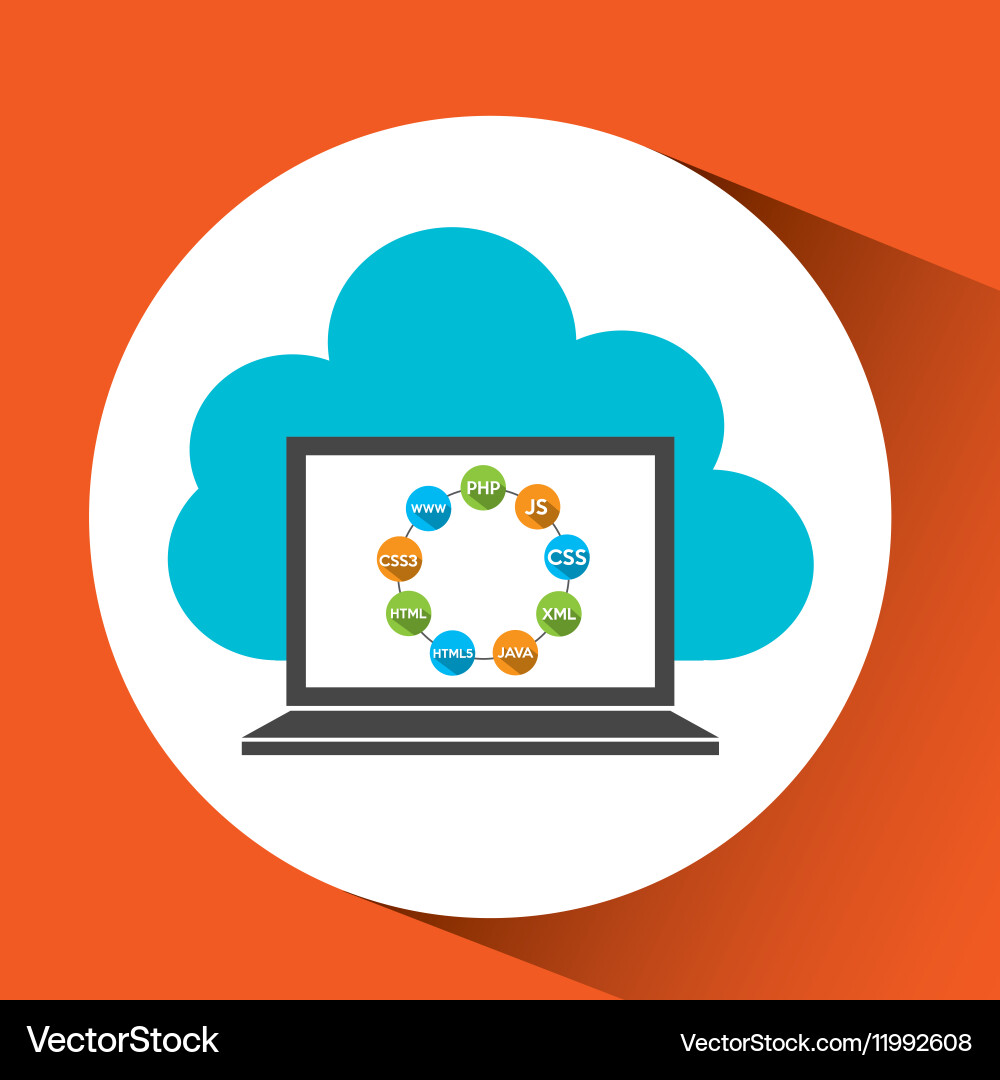 Programmiersprachen Computer Cloud Design vektorbild