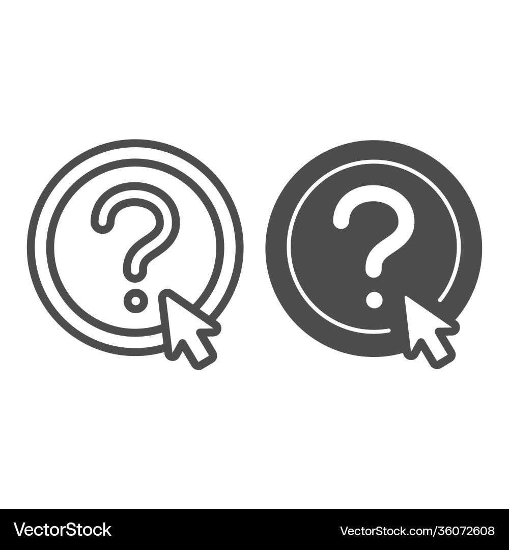 Question button and mouse pointer line solid Question button and mouse pointer line solid Vector Image