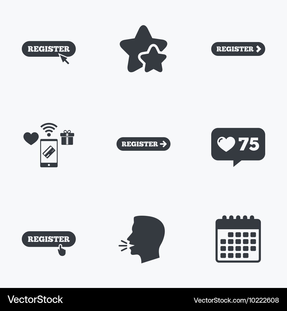 Register with hand pointer icon mouse cursor Vector Image