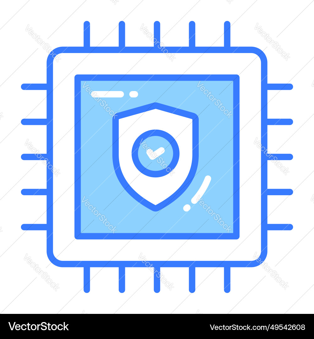 Safety shield on processor showing concept vector image