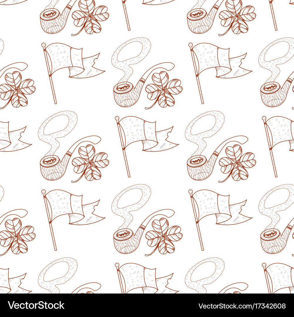 Seamless pattern with a flag and pipe Vector Image