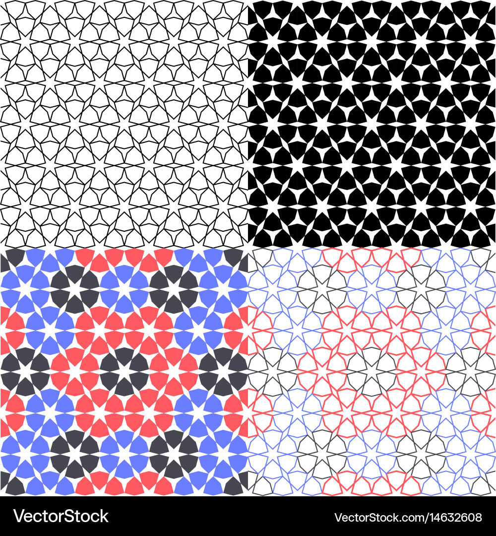 Set arabic background with seamless pattern vector image