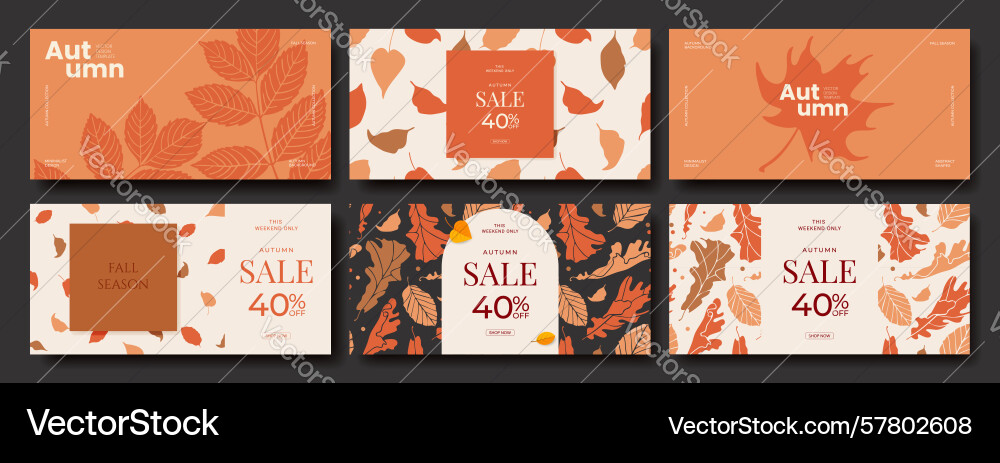 Set of autumn horizontal background with abstract Vector Image