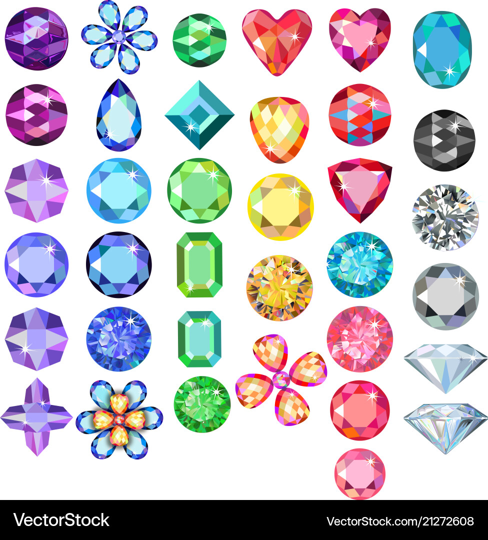 Set of colored gems Set of colored gems vector image
