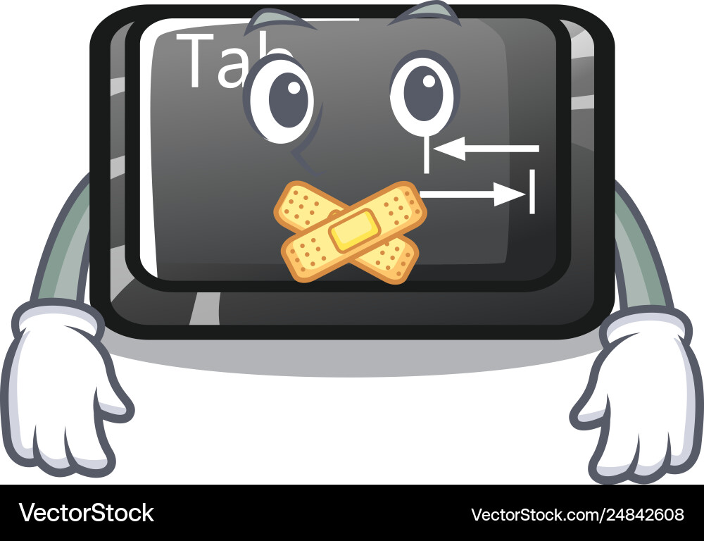 Silent button tab isolated with mascot Silent button tab isolated with mascot Vector Image