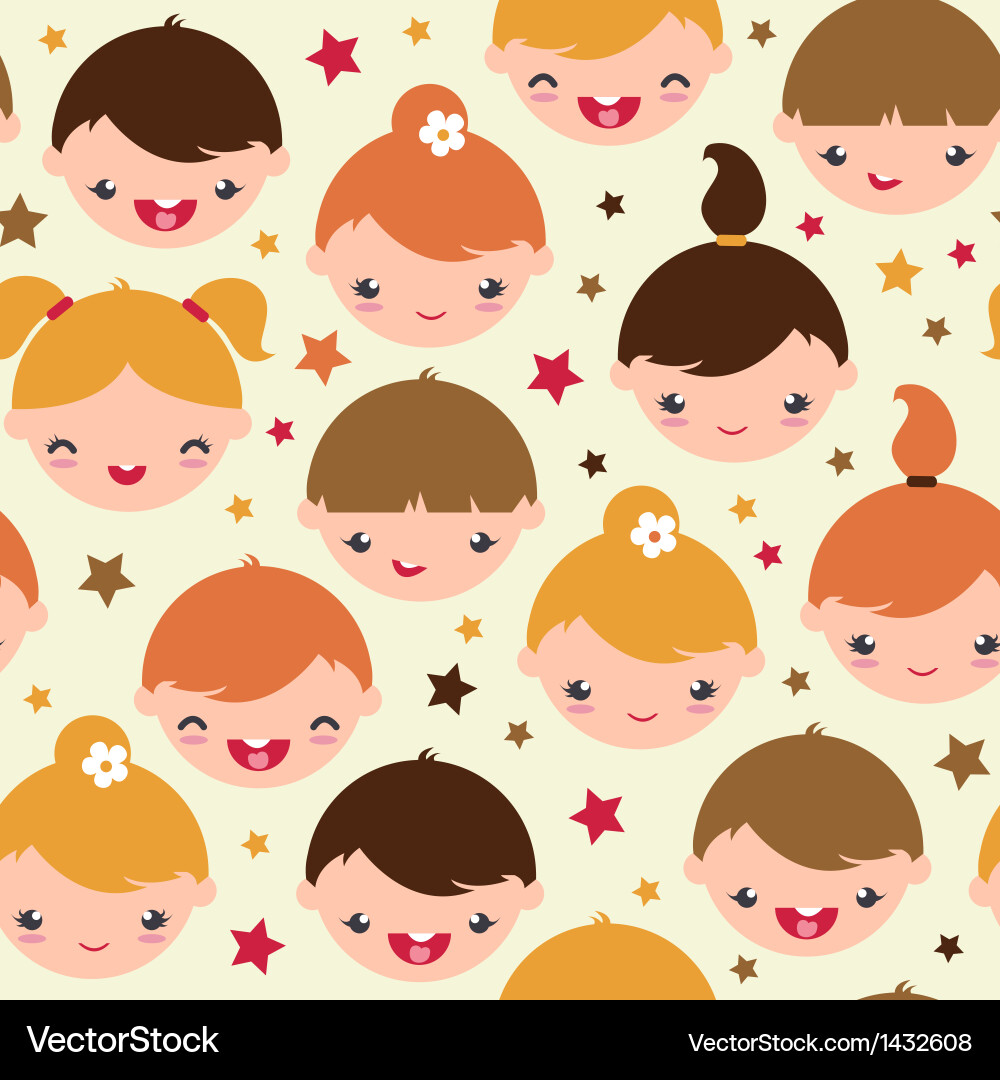Smiling children seamless pattern background Vector Image