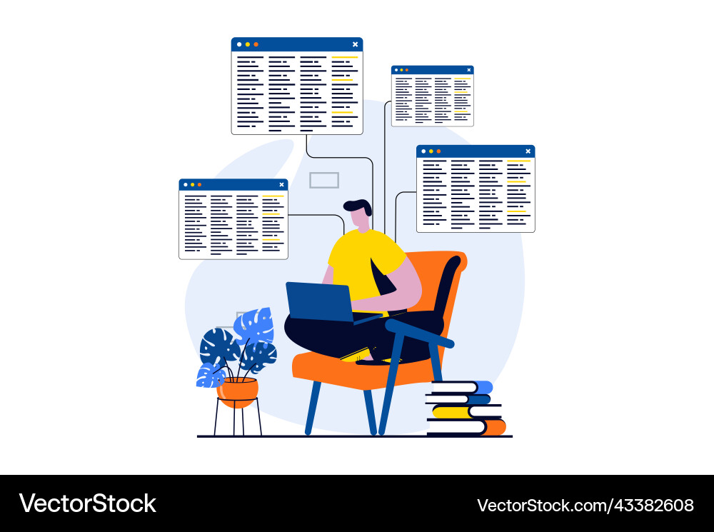 Software development concept with people scene Software development concept with people scene vector image