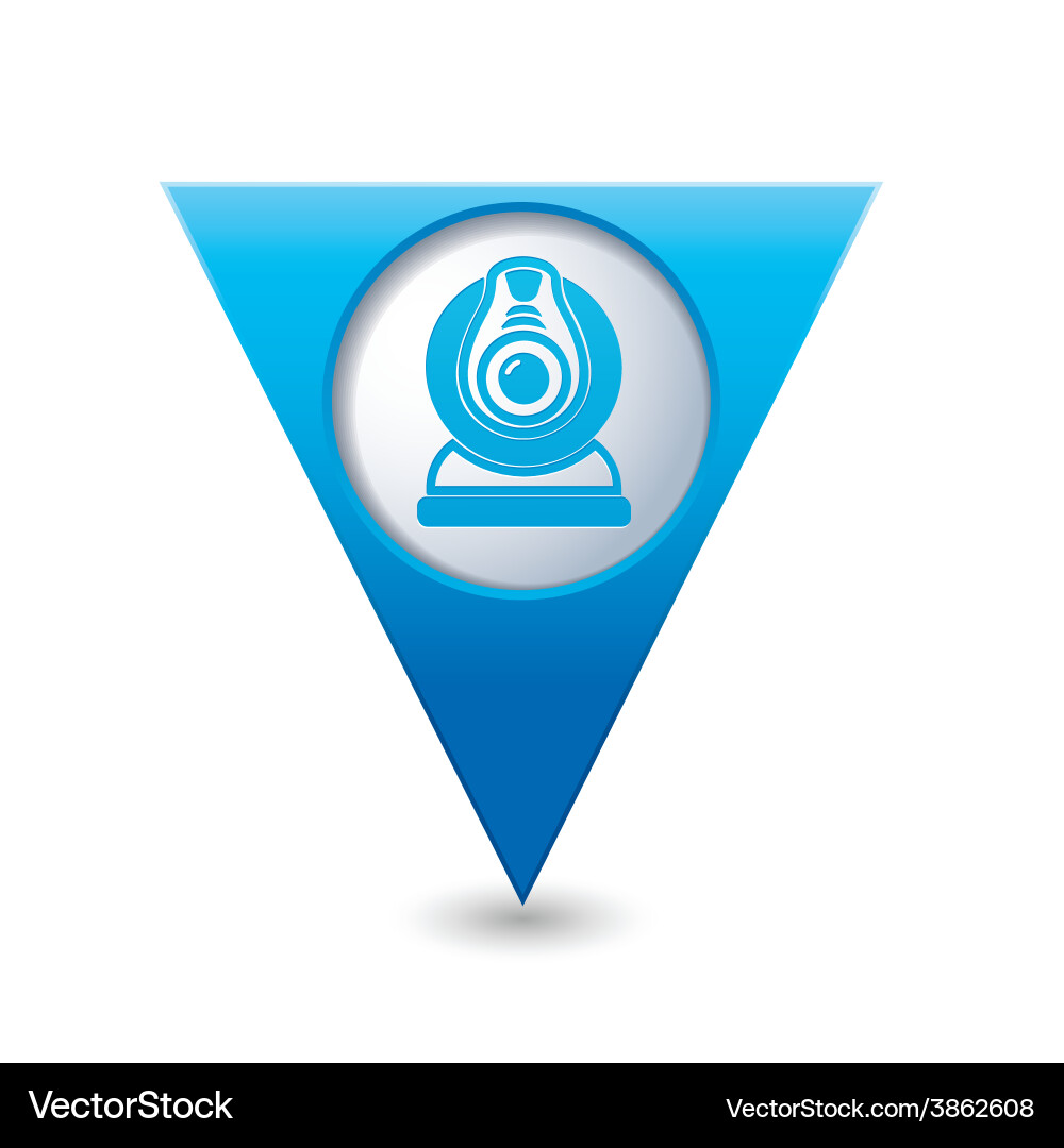 Web camera blue triangular map pointer vector image