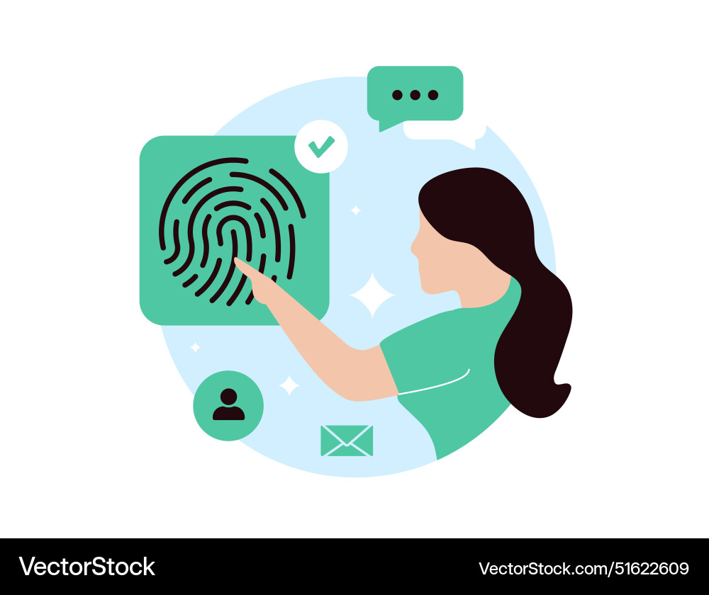 Biometric authentication with fingerprint scanning Biometric authentication with fingerprint scanning vector image