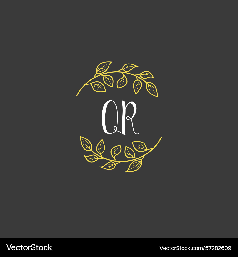 Botanical monogram logos with initial qr Botanical monogram logos with initial qr Vector Image