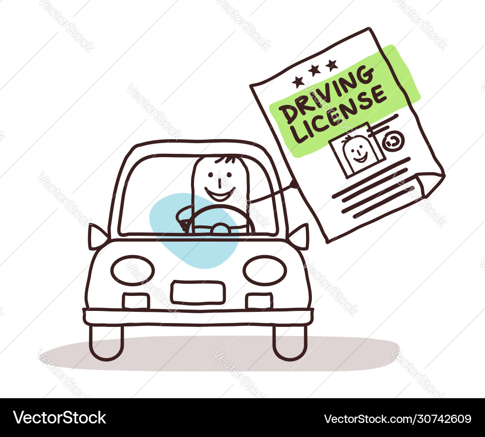 Cartoon Driver and License Card Vector Image